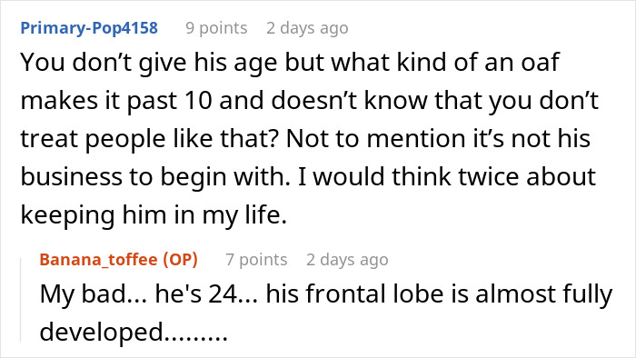 Reddit conversation about a guy blowing up a 3-year relationship with one comment to his girlfriend&rsquo;s teen sister.