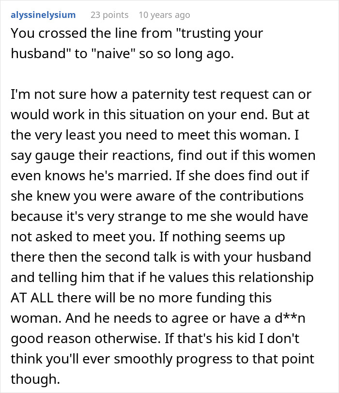 Text conversation discussing a paternity test request and concerns about a husband's secret relationship with a pregnant coworker.