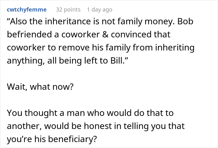 Husband lies about inheritance and plans to leave wife who cares for him with nothing.