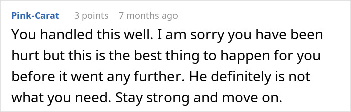 Comment on social media post showing a woman congratulating boyfriend and his pregnant mistress in front of coworkers.