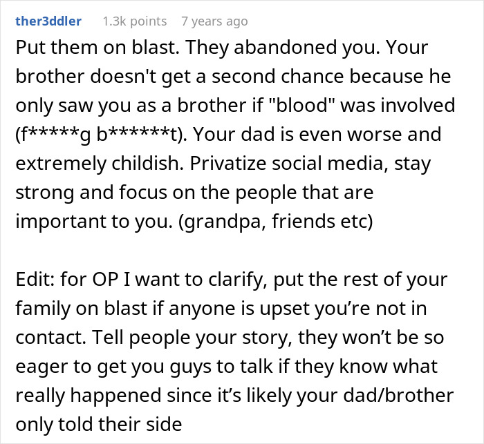 Comment discussing family abandonment and advice on dealing with mixed paternity results and reconnecting with sons.