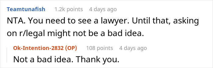 Reddit comment discussing family expecting grandma to support financially so wife can be a stay-at-home mom.