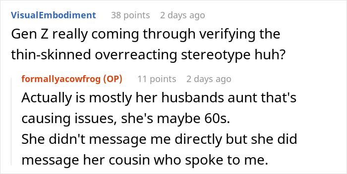 Screenshot of a discussion about a woman who buzzed her hair after a wedding and misconceptions about being forced to grow it out.