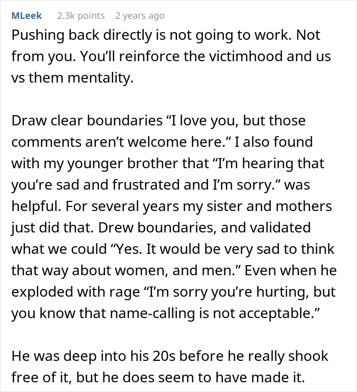 Text post discussing setting boundaries and dealing with frustration in a woman divorced ex using son conflict situation.