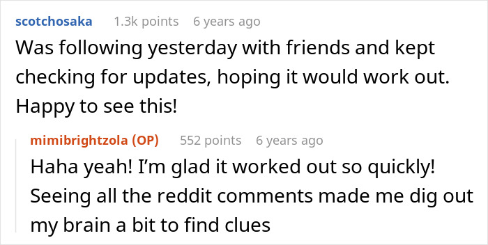 Screenshot of an online conversation about a perfect first date abroad and losing contact after deleting a dating app.