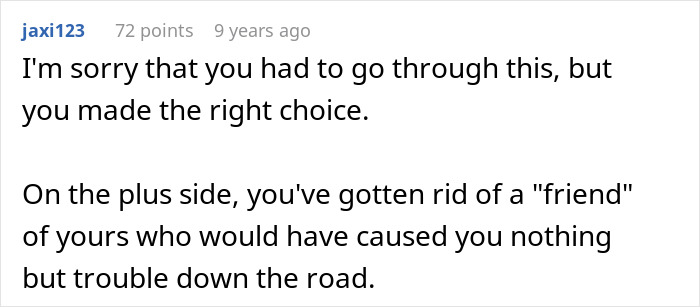 Screenshot of an online comment discussing a cheater hiding a one night stand and a friend threatening to expose a secret.