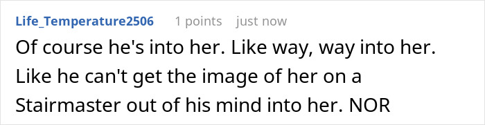 Comment text showing a user expressing strong feelings about an arrogant guy ruthlessly comparing his devoted girlfriend to another man's wife.
