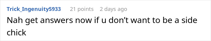 Screenshot of an online comment discussing a woman&rsquo;s world crumbling after learning about her boyfriend&rsquo;s double life.