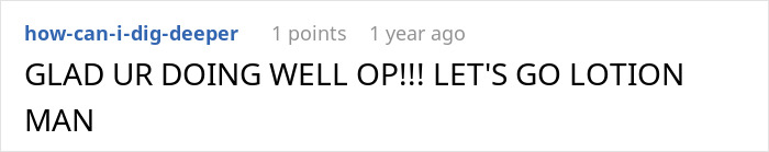 Screenshot of an online comment showing a lighthearted message related to a woman&rsquo;s innocent goofy joke about her husband&rsquo;s behavior.