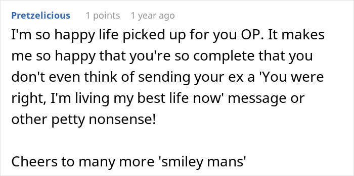 Screenshot of an online comment praising a woman&rsquo;s innocent goofy joke revealing her cheating husband as horrible.