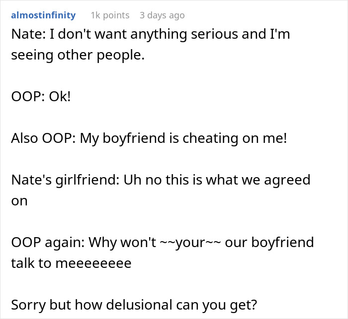 Delusional Lady Says Guy She Hooks Up With Is Her BF, Snoops Through His Phone, And Rages Over Truth