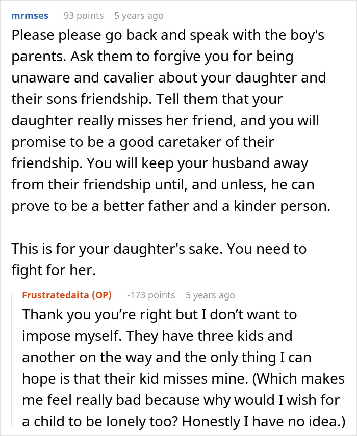 Reddit comments discussing a wife punishing her vegan-hating husband for ruining their daughter&rsquo;s friendship.