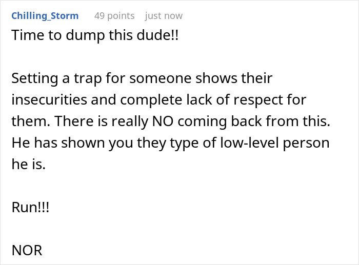 Alt text: Screenshot of a comment warning against loyalty tests and disrespect in relationships with a cunning guy involved.