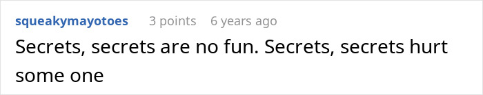 Text post showing a comment about secrets, related to man cheating on girlfriend with her sister teaching him a lesson. Text post showing a comment about secrets, related to man cheating on girlfriend with her sister teaching him a lesson.