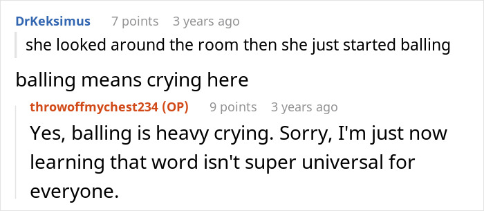 Online conversation where user explains balling means crying while others discuss woman admitting to cheating multiple times for variety.