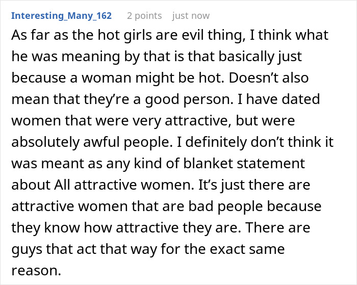 Reddit comment discussing attractive women, kindness, and comparisons involving looks and personality traits. Reddit comment discussing attractive women, kindness, and comparisons involving looks and personality traits.