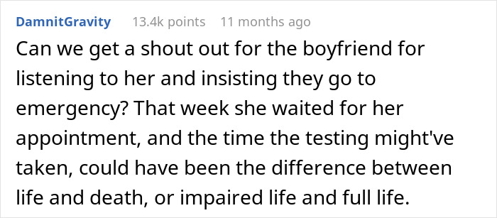 Comment praising boyfriend for urging emergency visit after 22YO experiences imagining things and hearing narrations.