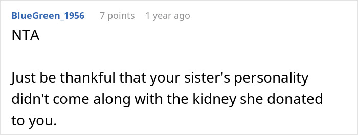 Screenshot of a text comment expressing relief about avoiding family conflict amid niblings being brainwashed to hate a man.