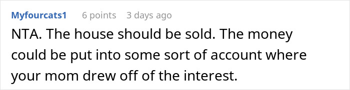 Comment discussing family expecting grandma to provide financial support so wife can stay at home as a SAHM.