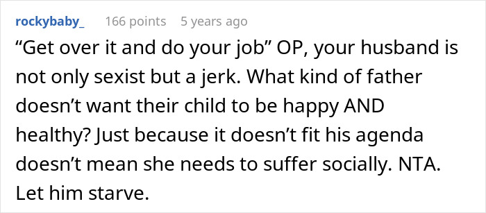 Screenshot of a comment criticizing a vegan-hating husband for harming daughter&rsquo;s friendship and calling him sexist and a jerk.