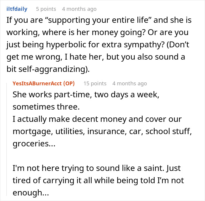 Reddit conversation showing guy crushed after wife says he doesn&rsquo;t excite her, considering divorce and open marriage options.