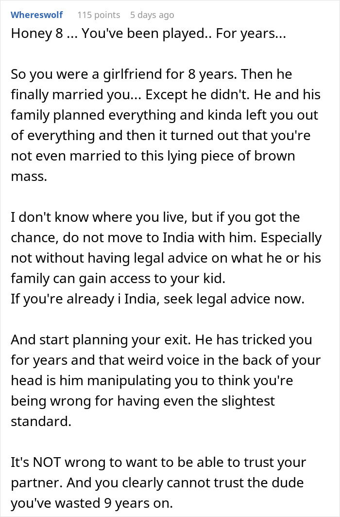 Text post discussing a woman saying no ring no last name for 9 years and a new dad shocked by baby&rsquo;s last name choice.