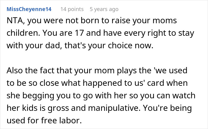 Mom Turns Oldest Daughter Into A Nanny Of Her 5 Kids, Then Gets Upset She Wants To Move In With Dad