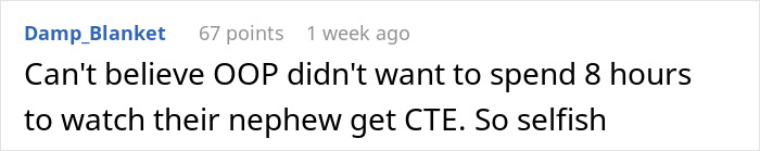 Comment expressing disbelief at someone skipping nephew&rsquo;s uncertain boxing match to care for dogs, causing family rage.