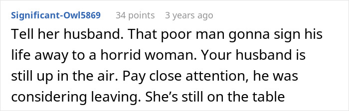 Alt text: Screenshot of a Reddit comment discussing a husband being a horrible, cheating jerk in a relationship context.