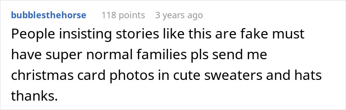 Comment about families and Christmas card photos, highlighting DNA lab mixes paternity results and man wanting to reconnect.