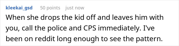 Text post with advice about harassment involving watching an ex&rsquo;s nephew after breakup, highlighting unwanted freedom.