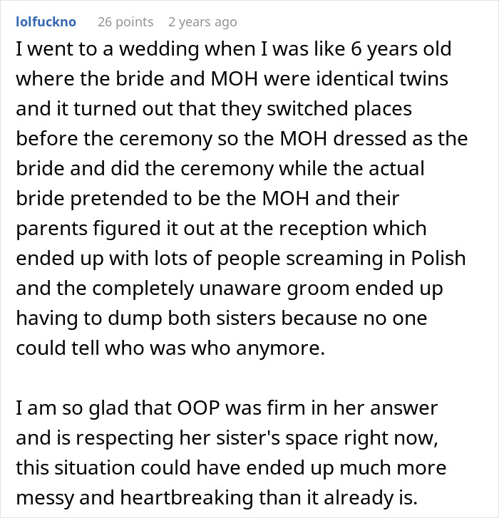 Woman Flabbergasted After Mom Offers An Absolutely Unhinged Idea To Save Her Twin Sister&rsquo;s Wedding