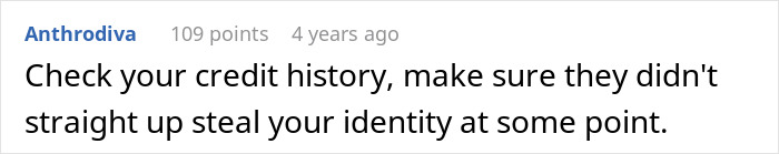 Text post with a user advising to check credit history to prevent identity theft, relating to uninvited wedding and honeymoon expectations. Text post with a user advising to check credit history to prevent identity theft, relating to uninvited wedding and honeymoon expectations.