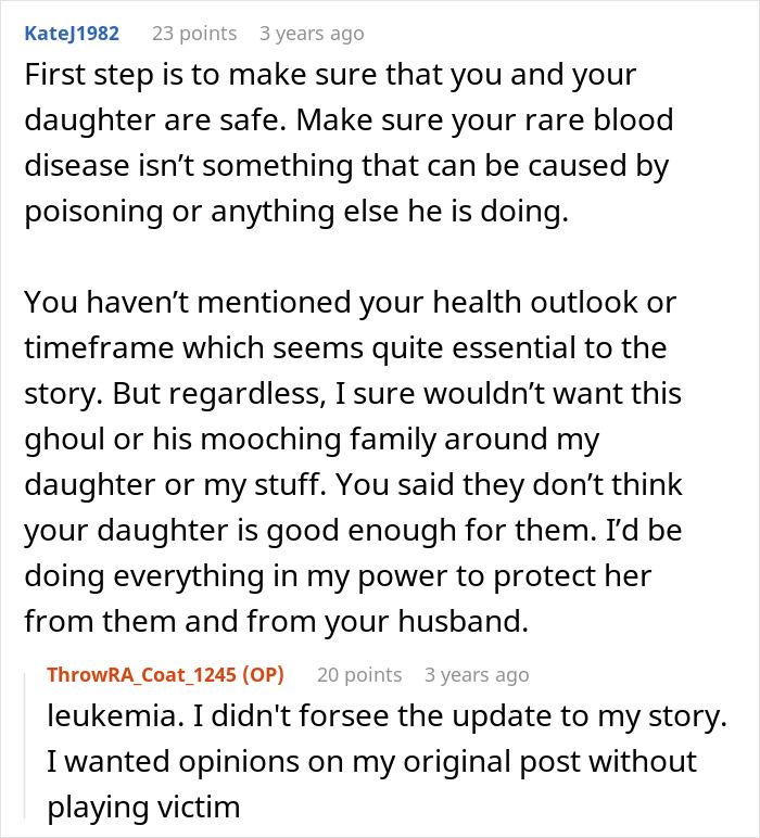 Reddit advice discussion about woman moving with family to escape in-laws who then follow her. Reddit advice discussion about woman moving with family to escape in-laws who then follow her.