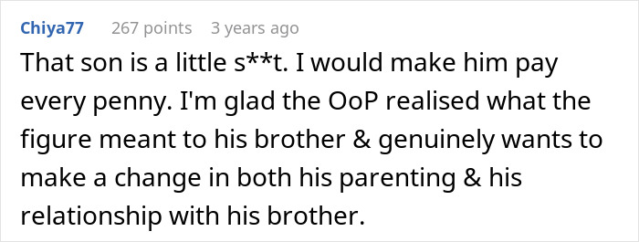 Man Refuses To Pay Brother Back For A Figurine His Son Stole Until He Finds Out The Reason Behind It
