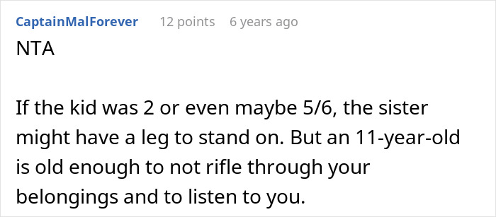 Comment discussing responsibility of 11-year-old for breaking aunt&rsquo;s PS4 and listening to parental guidance.