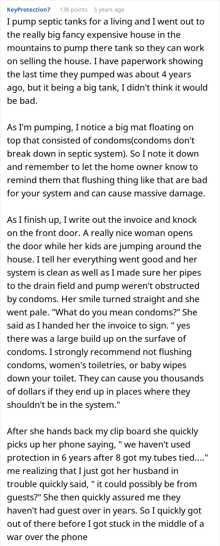 Septic tank worker accidentally reveals to customer’s wife about a mistress, leading to chaos and confusion. Septic tank worker accidentally reveals to customer’s wife about a mistress, leading to chaos and confusion.