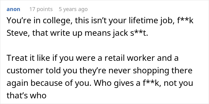 Screenshot of an online comment discussing a retail worker, highlighting chaos after employee accidentally reveals a mistress. Screenshot of an online comment discussing a retail worker, highlighting chaos after employee accidentally reveals a mistress.