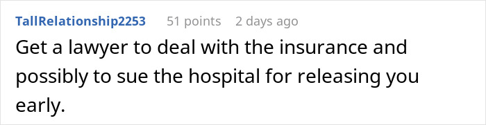 Comment warning about risks after a car accident, highlighting coughing up blood as a serious symptom to watch for.