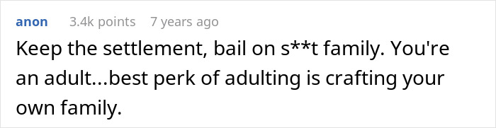 Screenshot of an online comment about family and adulthood related to mixed DNA lab paternity results and reconnection.