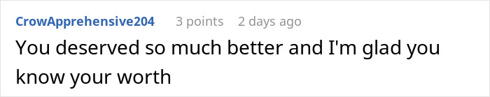 Screenshot of a Reddit comment expressing support after a man abandoned his husband during a difficult time. Screenshot of a Reddit comment expressing support after a man abandoned his husband during a difficult time.
