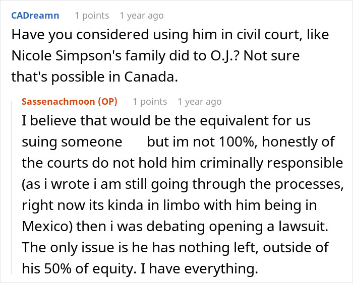 Reddit conversation about a husband refusing chemotherapy for his wife and the daughter seeking revenge.