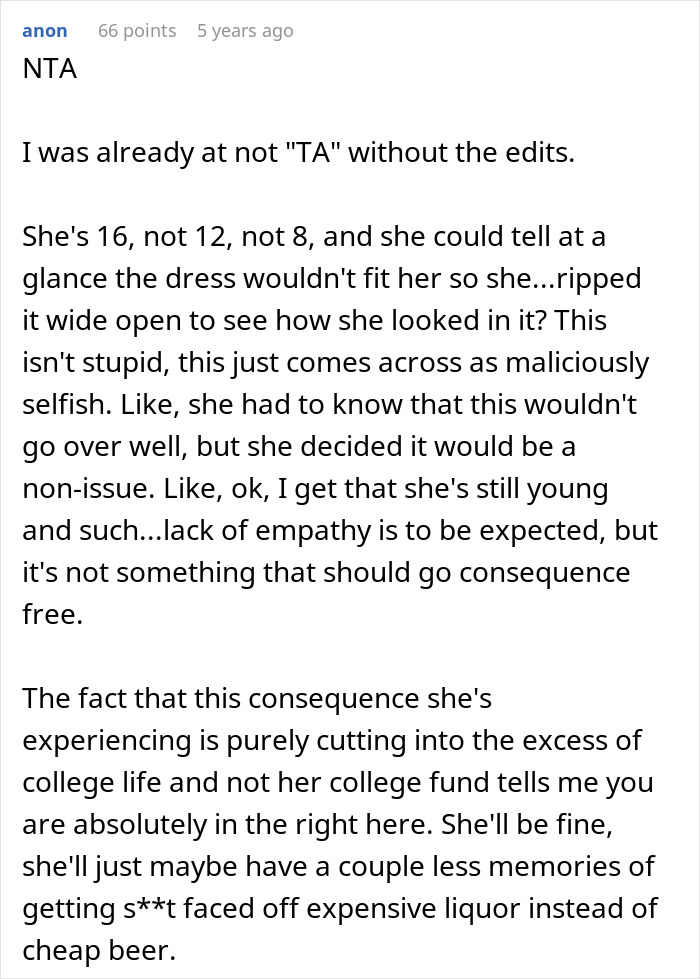 Teen Claims Her Dad &ldquo;Ruined Her Future&rdquo; After Making Her Pay For The Wedding Dress She Destroyed