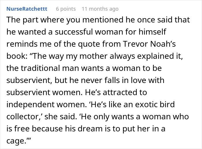 Man dismisses girlfriend&rsquo;s major career milestone, accusing her of sleeping her way to success in a heated discussion.