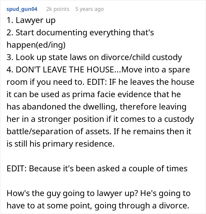Reddit advice on divorce and child custody, emphasizing legal steps and protecting parental rights during separation.