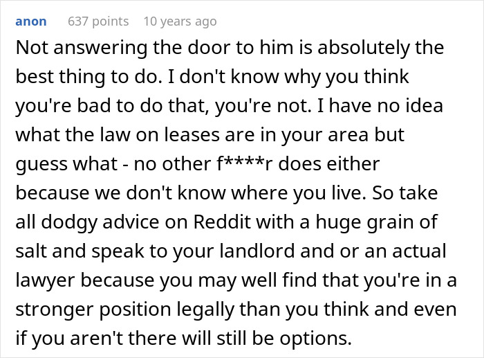 Screenshot of a Reddit comment discussing legal advice and personal boundaries after ditching fianc&eacute;e with deep regret.