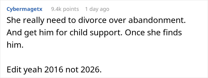 Comment about divorce and child support after a man requests a secret paternity test for a newborn baby.