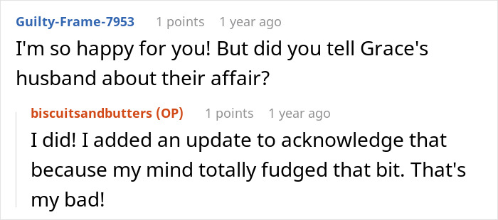 Reddit conversation showing a woman&rsquo;s innocent goofy joke revealing her husband is a horrible cheating jerk.