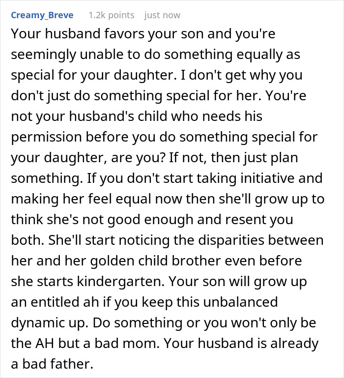 Comment discussing family dynamics and the impact of a cruel dad on kids&rsquo; birthday celebration and memory.