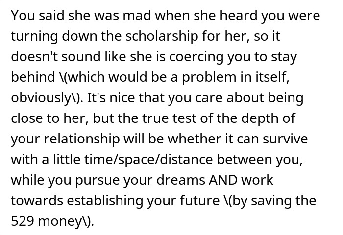 Parents refusing to let their son risk his future over teenage love and poor decisions affecting his opportunities.